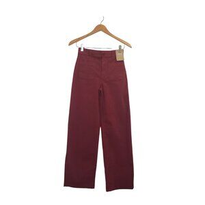 Madewell Emmett Wide-Leg Pants Women's Size 23 Claret Red Patch Pocket Edition